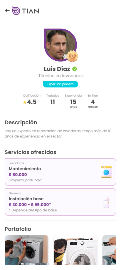 Pantalla de Tian